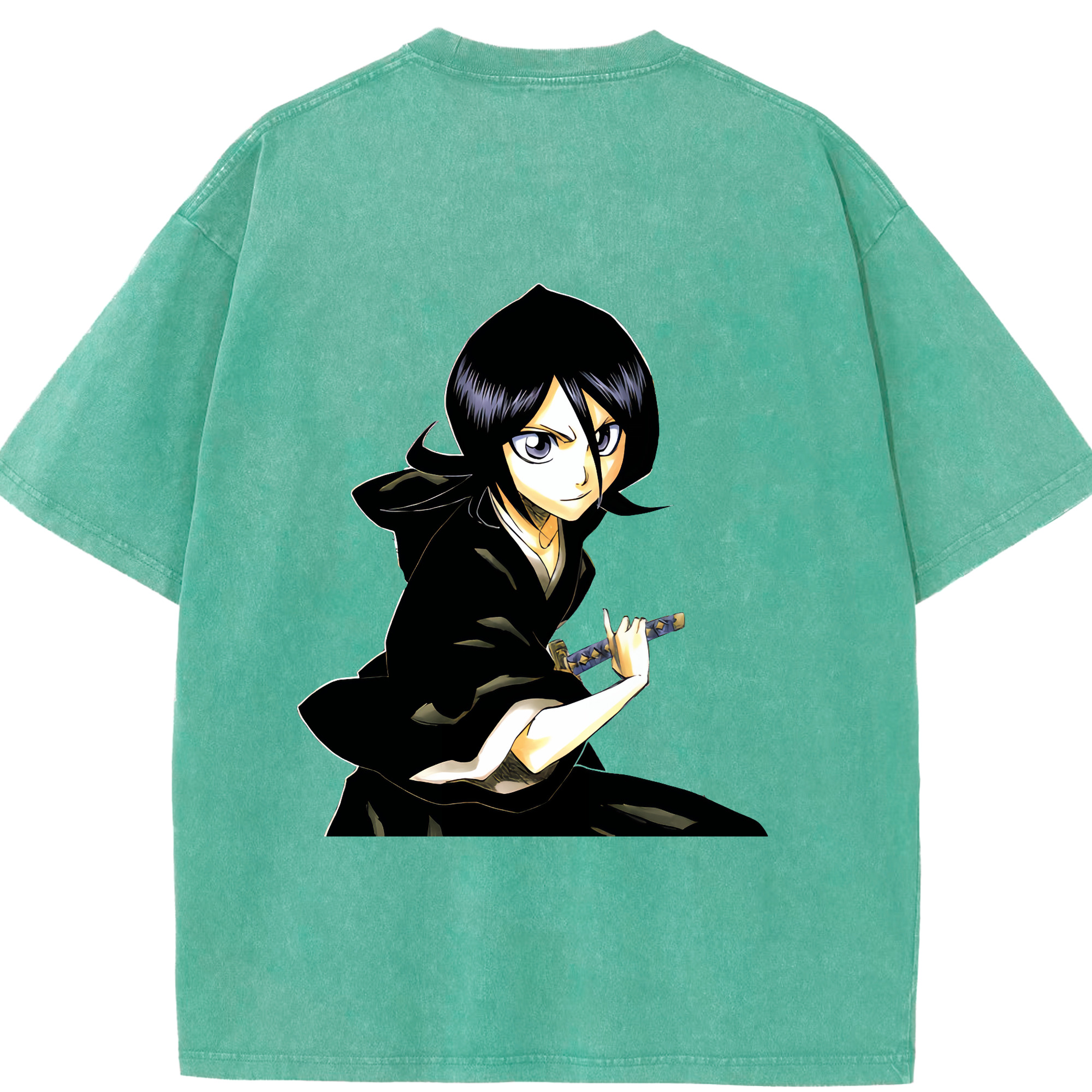 （画像用） ブリーチ 朽木ルキア BLEACH Kuchiki Rukia 綿100% ヴィンテージ風 半袖Tシャツ（背面プリント）